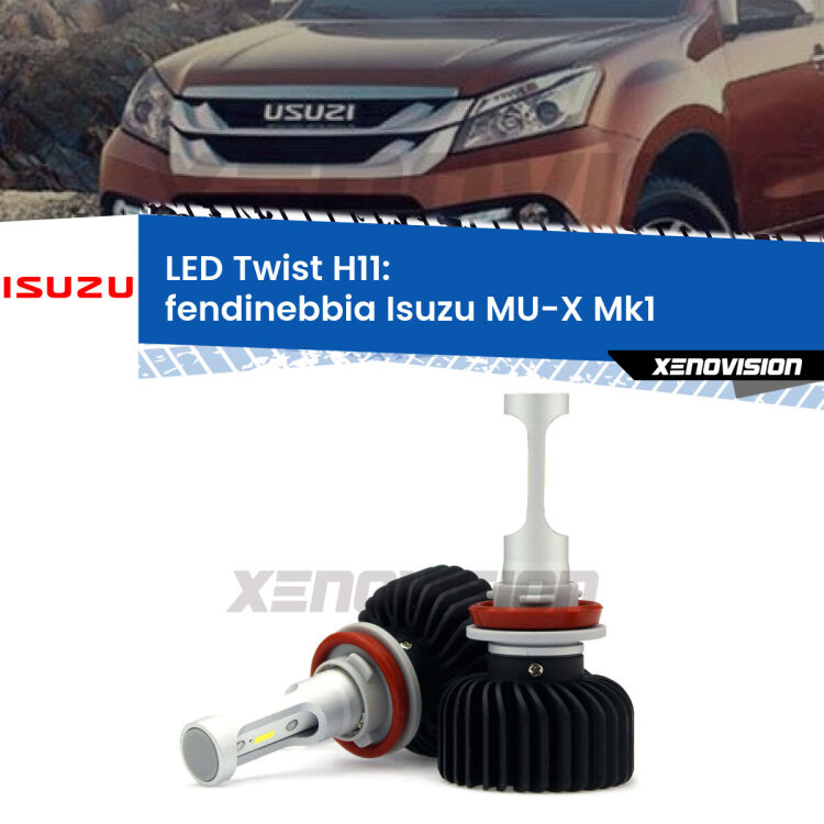 <strong>Kit fendinebbia LED</strong> H11 per <strong>Isuzu MU-X</strong> Mk1 2013 - 2019. Compatte, impermeabili, senza ventola: praticamente indistruttibili. Top Quality.