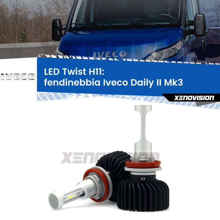 <strong>Kit fendinebbia LED</strong> H11 per <strong>Iveco Daily II</strong> Mk3 2011 - 2013. Compatte, impermeabili, senza ventola: praticamente indistruttibili. Top Quality.