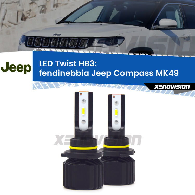 <strong>Kit fendinebbia LED</strong> HB3 per <strong>Jeep Compass</strong> MK49 2006 - 2010. Compatte, impermeabili, senza ventola: praticamente indistruttibili. Top Quality.