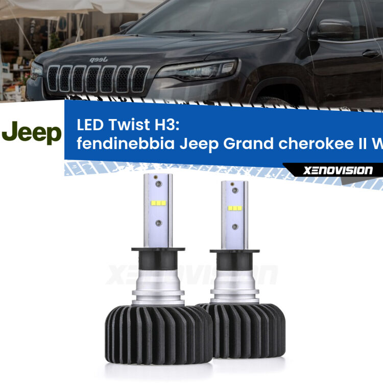 <strong>Kit fendinebbia LED</strong> H3 per <strong>Jeep Grand cherokee II</strong> WJ, WG 1999 - 2004. Compatte, impermeabili, senza ventola: praticamente indistruttibili. Top Quality.