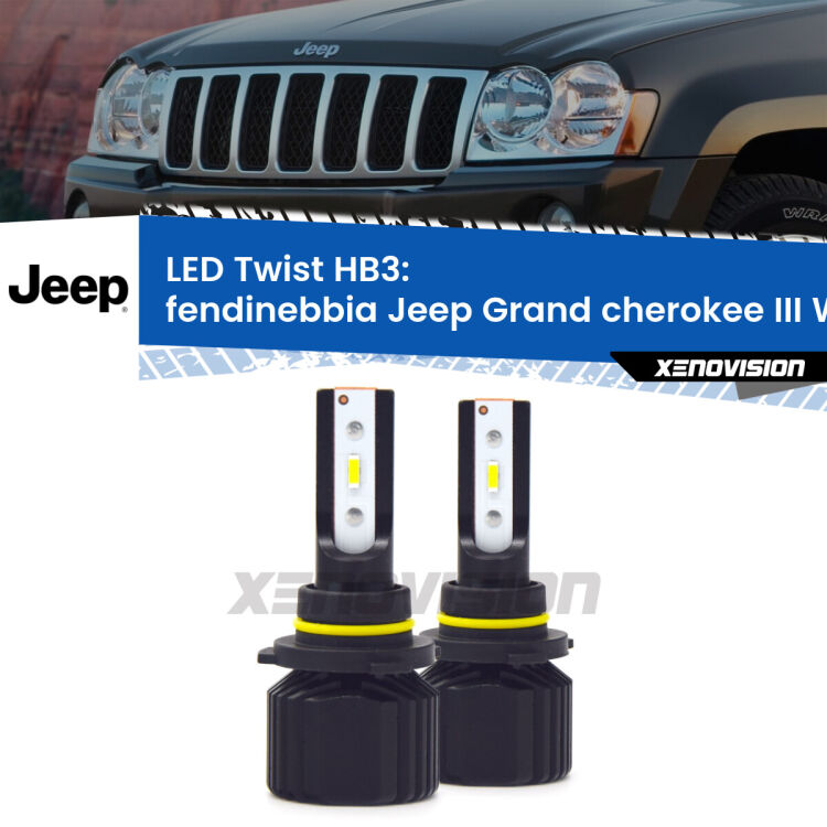 Fendinebbia LED Jeep Grand cherokee III WK 2005 - 2010: HB3 11,000Lm <strong>Kit fendinebbia LED</strong> HB3 per <strong>Jeep Grand cherokee III</strong> WK 2005 - 2010. Compatte, impermeabili, senza ventola: praticamente indistruttibili. Top Quality.