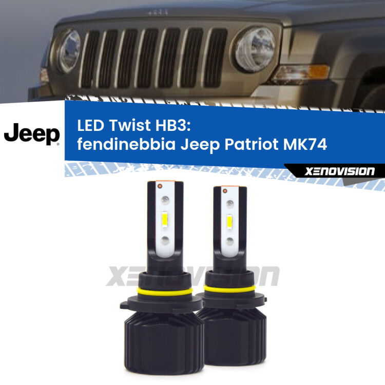 Fendinebbia LED Jeep Patriot MK74 2007 - 2010: HB3 11,000Lm <strong>Kit fendinebbia LED</strong> HB3 per <strong>Jeep Patriot</strong> MK74 2007 - 2010. Compatte, impermeabili, senza ventola: praticamente indistruttibili. Top Quality.
