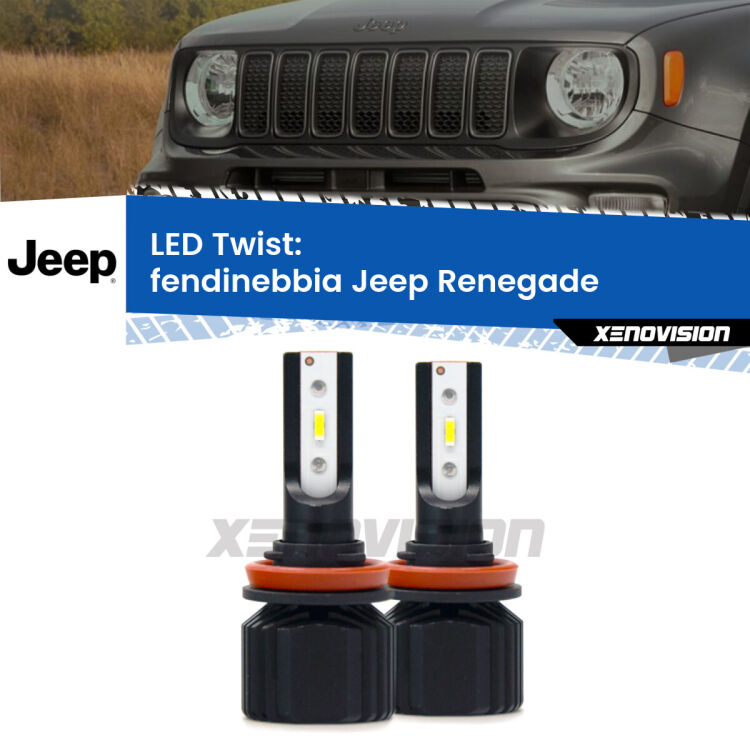 Fendinebbia LED Jeep Renegade 2014 in poi: Twist 11,000Lm <strong>Kit fendinebbia LED</strong> per <strong>Jeep Renegade</strong> 2014 in poi. Compatte, impermeabili, senza ventola: praticamente indistruttibili. Top Quality.