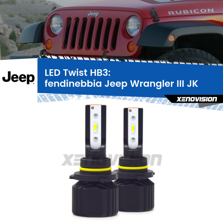 Fendinebbia LED Jeep Wrangler III JK 2006 - 2009: HB3 11,000Lm <strong>Kit fendinebbia LED</strong> HB3 per <strong>Jeep Wrangler III</strong> JK 2006 - 2009. Compatte, impermeabili, senza ventola: praticamente indistruttibili. Top Quality.