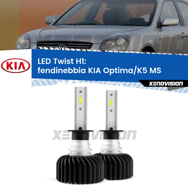 <strong>Kit fendinebbia LED</strong> H1 per <strong>KIA Optima/K5</strong> MS 2000 - 2004. Compatte, impermeabili, senza ventola: praticamente indistruttibili. Top Quality.