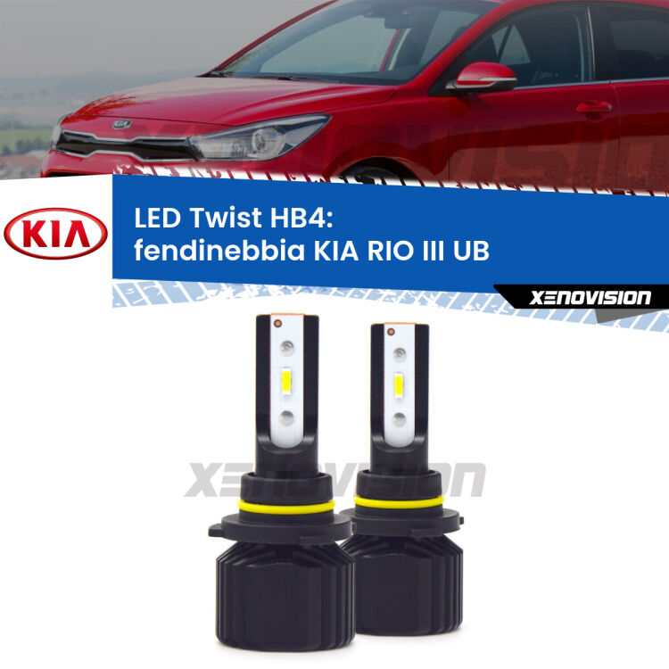 Fendinebbia LED KIA RIO III UB 2011 - 2016: HB4 11,000Lm <strong>Kit fendinebbia LED</strong> HB4 per <strong>KIA RIO III</strong> UB 2011 - 2016. Compatte, impermeabili, senza ventola: praticamente indistruttibili. Top Quality.