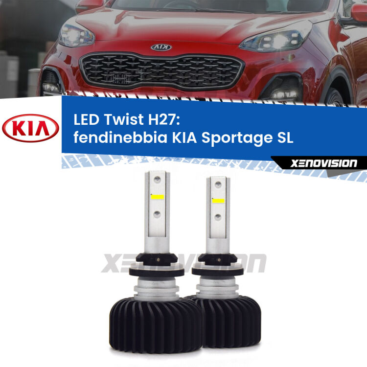 <strong>Kit fendinebbia LED</strong> H27 per <strong>KIA Sportage</strong> SL 2010 - 2014. Compatte, impermeabili, senza ventola: praticamente indistruttibili. Top Quality.