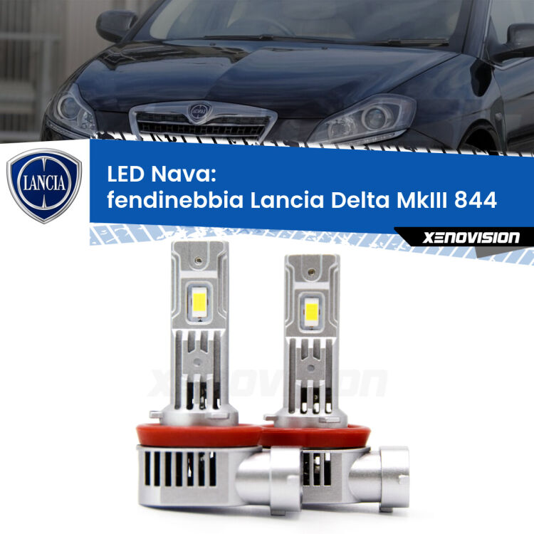 Fendinebbia LED Lancia Delta MkIII 844 2008 - 2014: Nava 20,000Lm <strong>Fendinebbia LED no-spie per Lancia Delta MkIII</strong> 844 2008 - 2014. Coppia lampade <strong>H11</strong>/H9/H8/H16(JP) modello Nava canbus, raffreddate a ventola.
