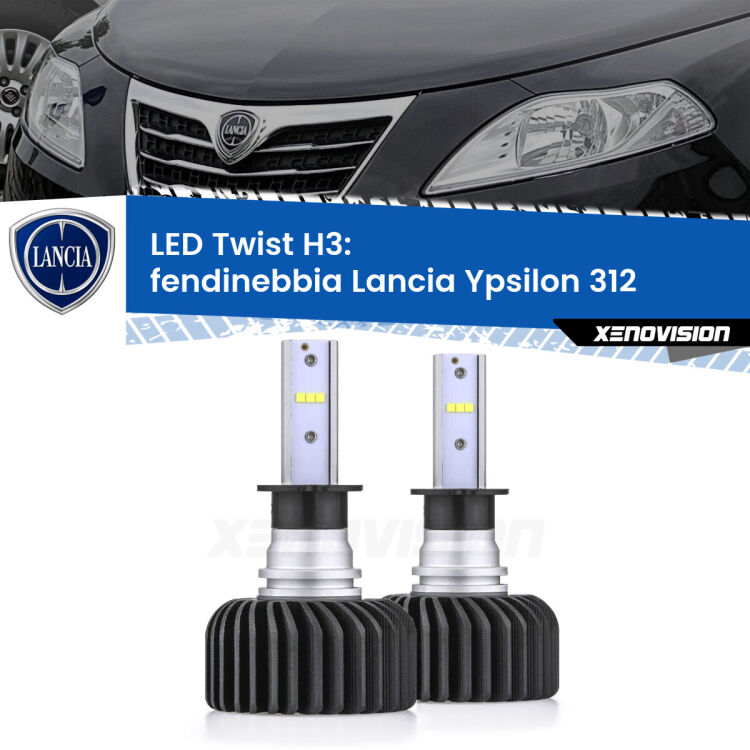 <strong>Kit fendinebbia LED</strong> H3 per <strong>Lancia Ypsilon</strong> 312 2011 in poi. Compatte, impermeabili, senza ventola: praticamente indistruttibili. Top Quality.