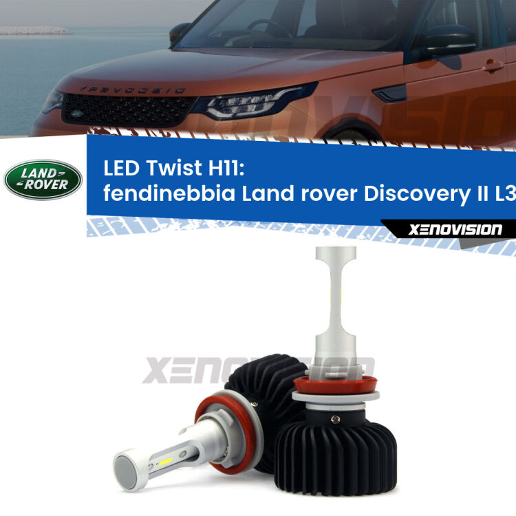 <strong>Kit fendinebbia LED</strong> H11 per <strong>Land rover Discovery II</strong> L318 restyling. Compatte, impermeabili, senza ventola: praticamente indistruttibili. Top Quality.