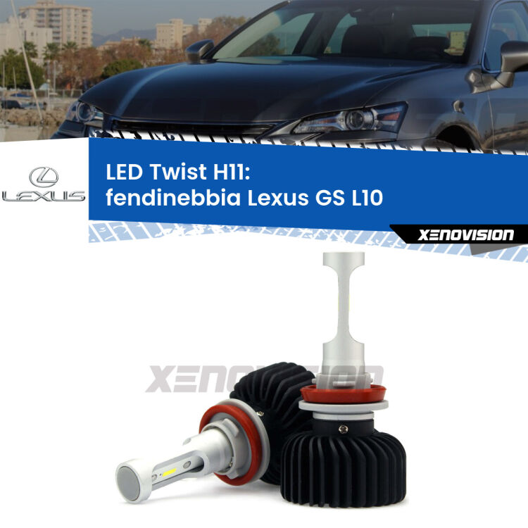 <strong>Kit fendinebbia LED</strong> H11 per <strong>Lexus GS</strong> L10 restyling. Compatte, impermeabili, senza ventola: praticamente indistruttibili. Top Quality.