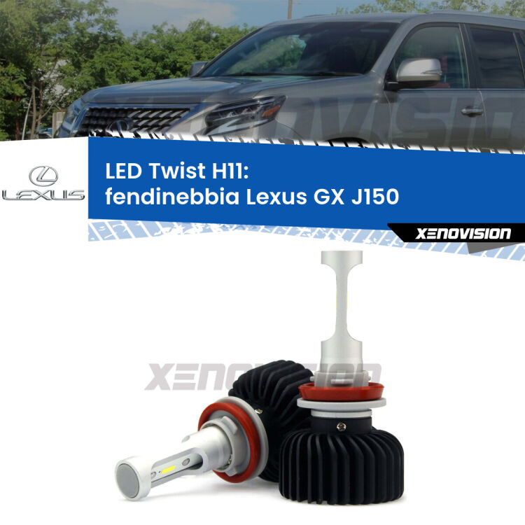 <strong>Kit fendinebbia LED</strong> H11 per <strong>Lexus GX</strong> J150 2009 in poi. Compatte, impermeabili, senza ventola: praticamente indistruttibili. Top Quality.