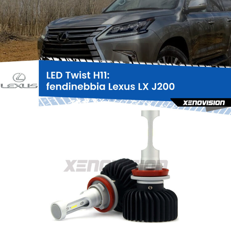 <strong>Kit fendinebbia LED</strong> H11 per <strong>Lexus LX</strong> J200 2007 in poi. Compatte, impermeabili, senza ventola: praticamente indistruttibili. Top Quality.