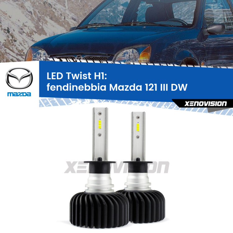 <strong>Kit fendinebbia LED</strong> H1 per <strong>Mazda 121 III</strong> DW 1996 - 2003. Compatte, impermeabili, senza ventola: praticamente indistruttibili. Top Quality.