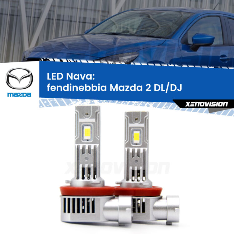 Fendinebbia LED Mazda 2 DL/DJ 2014 - 2018: Nava 20,000Lm <strong>Fendinebbia LED no-spie per Mazda 2</strong> DL/DJ 2014 - 2018. Coppia lampade <strong>H11</strong>/H9/H8/H16(JP) modello Nava canbus, raffreddate a ventola.