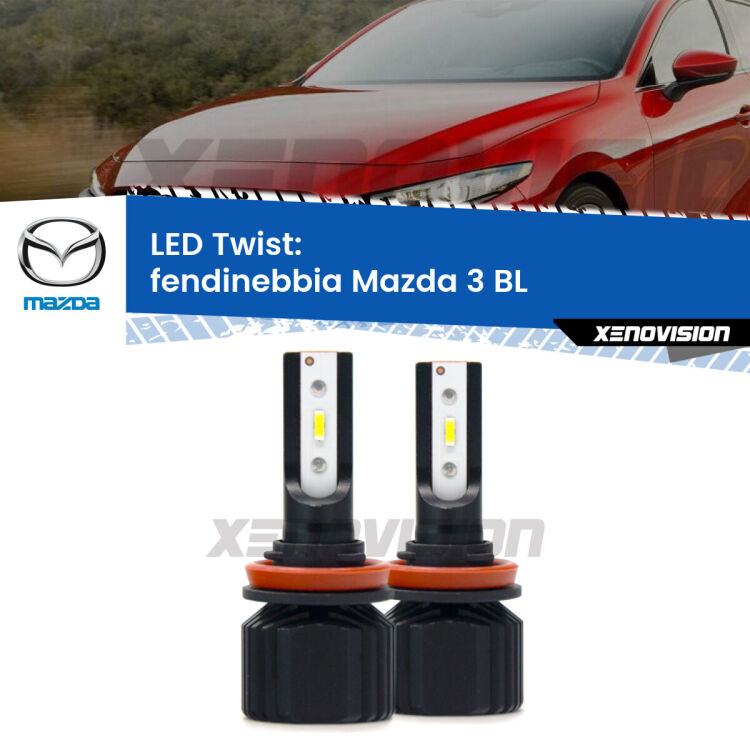 Fendinebbia LED Mazda 3 BL 2011 - 2014: Twist 11,000Lm <strong>Kit fendinebbia LED</strong> per <strong>Mazda 3</strong> BL 2011 - 2014. Compatte, impermeabili, senza ventola: praticamente indistruttibili. Top Quality.