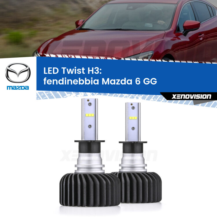 <strong>Kit fendinebbia LED</strong> H3 per <strong>Mazda 6</strong> GG 2002 - 2007. Compatte, impermeabili, senza ventola: praticamente indistruttibili. Top Quality.