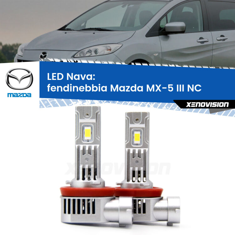 Fendinebbia LED Mazda MX-5 III NC 2005 - 2014: Nava 20,000Lm <strong>Fendinebbia LED no-spie per Mazda MX-5 III</strong> NC 2005 - 2014. Coppia lampade <strong>H11</strong>/H9/H8/H16(JP) modello Nava canbus, raffreddate a ventola.