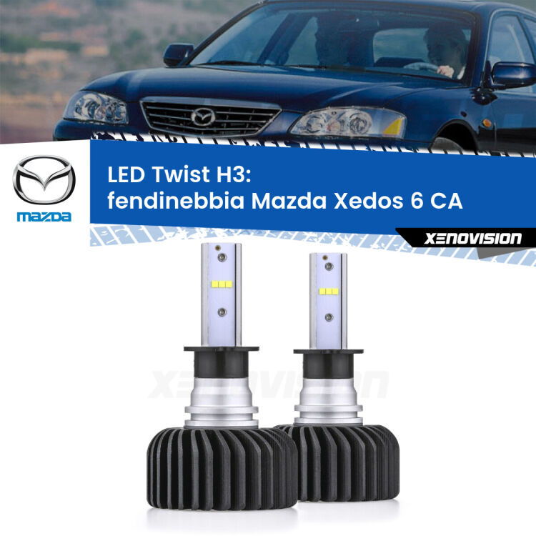 <strong>Kit fendinebbia LED</strong> H3 per <strong>Mazda Xedos 6</strong> CA 1992 - 1999. Compatte, impermeabili, senza ventola: praticamente indistruttibili. Top Quality.