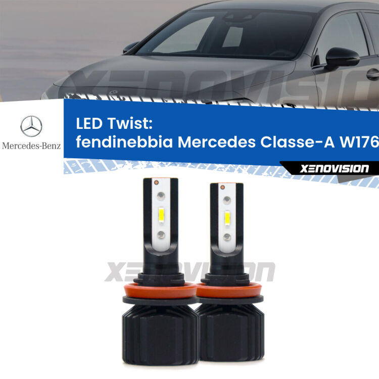 Fendinebbia LED Mercedes Classe-A W176 2012 - 2018: Twist 11,000Lm <strong>Kit fendinebbia LED</strong> per <strong>Mercedes Classe-A</strong> W176 2012 - 2018. Compatte, impermeabili, senza ventola: praticamente indistruttibili. Top Quality.