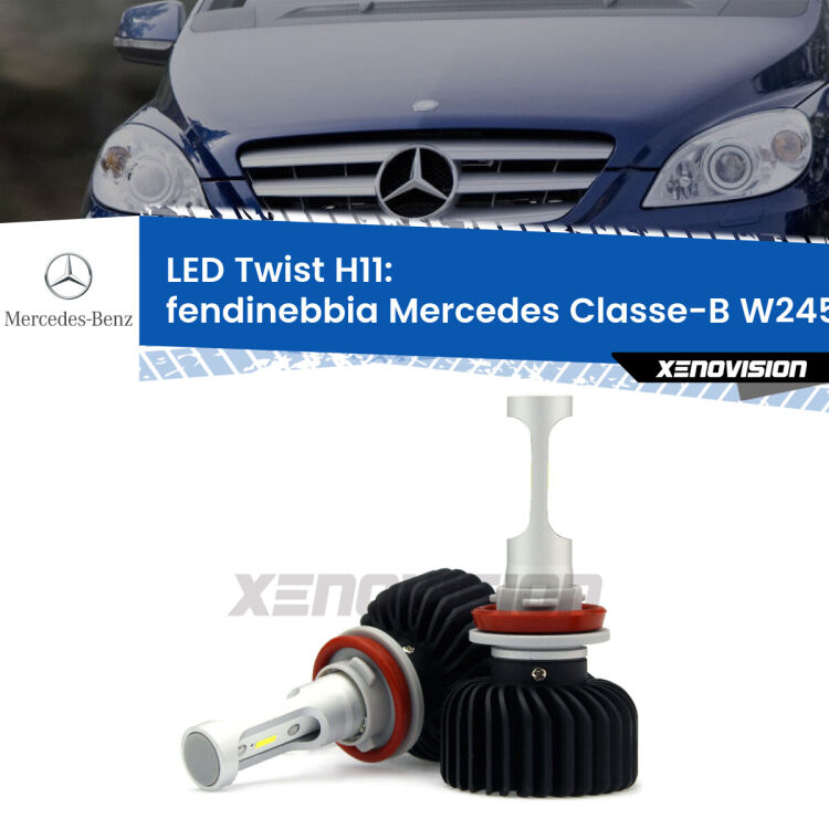 <strong>Kit fendinebbia LED</strong> H11 per <strong>Mercedes Classe-B</strong> W245 2005 - 2011. Compatte, impermeabili, senza ventola: praticamente indistruttibili. Top Quality.
