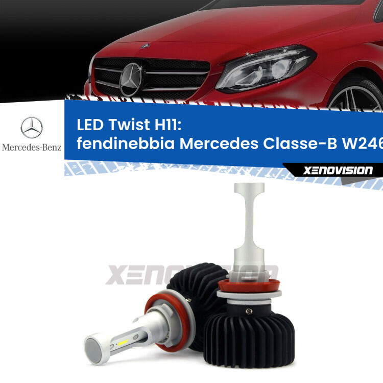<strong>Kit fendinebbia LED</strong> H11 per <strong>Mercedes Classe-B</strong> W246, W242 2011 - 2018. Compatte, impermeabili, senza ventola: praticamente indistruttibili. Top Quality.