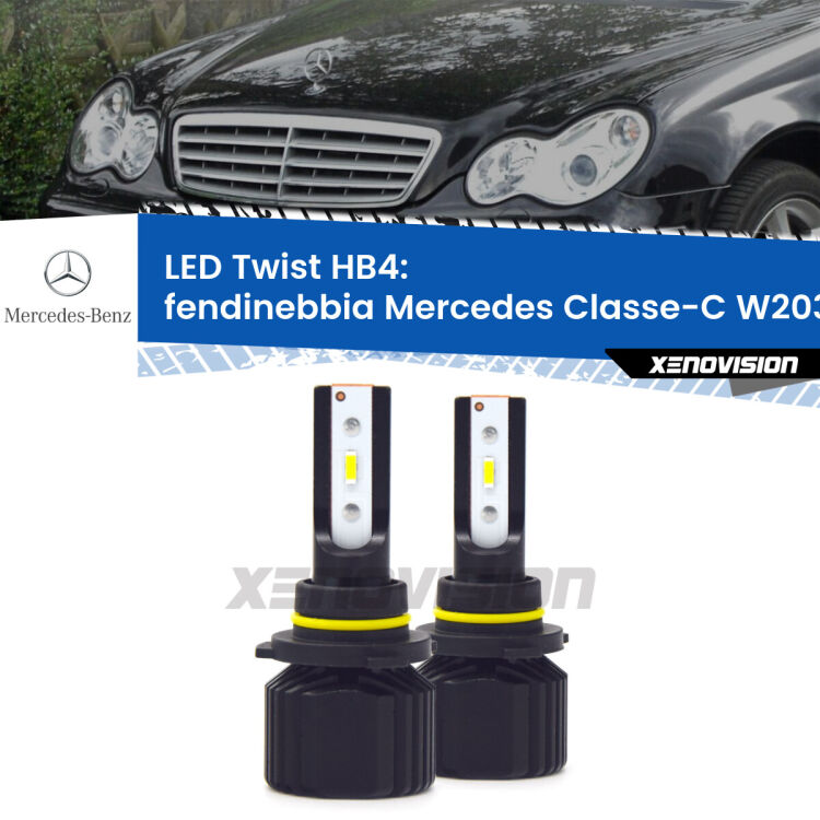 <strong>Kit fendinebbia LED</strong> HB4 per <strong>Mercedes Classe-C</strong> W203 senza luci svolta. Compatte, impermeabili, senza ventola: praticamente indistruttibili. Top Quality.