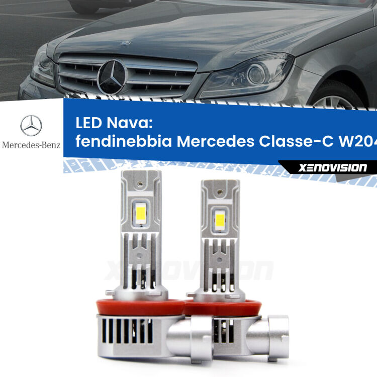 Fendinebbia LED Mercedes Classe-C W204 2007 - 2014: Nava 20,000Lm <strong>Fendinebbia LED no-spie per Mercedes Classe-C</strong> W204 2007 - 2014. Coppia lampade <strong>H11</strong>/H9/H8/H16(JP) modello Nava canbus, raffreddate a ventola.
