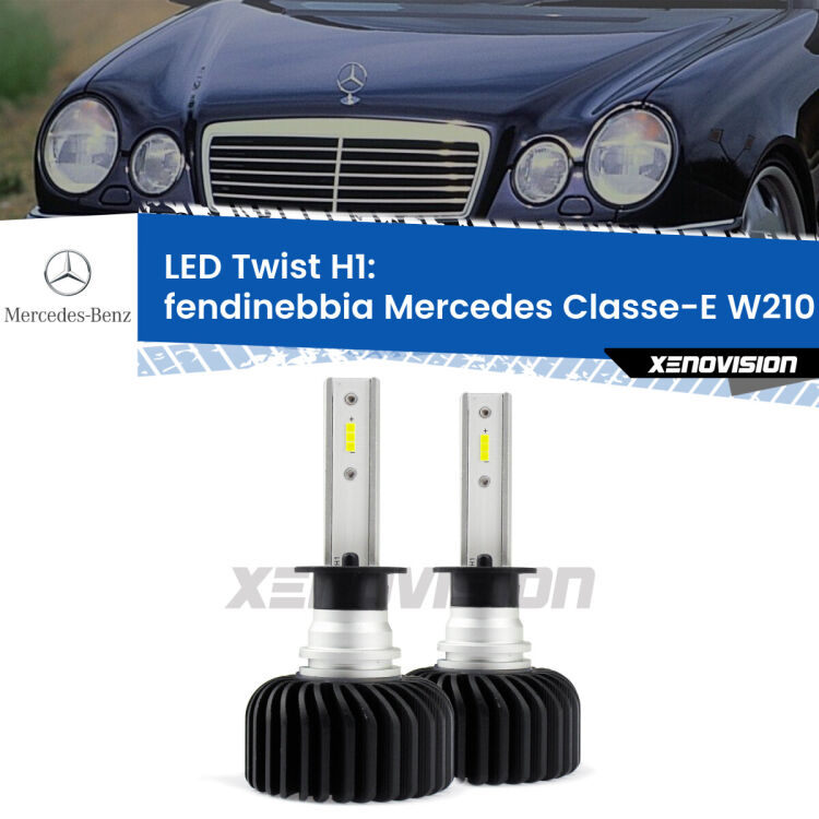 <strong>Kit fendinebbia LED</strong> H1 per <strong>Mercedes Classe-E</strong> W210 1995 - 2002. Compatte, impermeabili, senza ventola: praticamente indistruttibili. Top Quality.