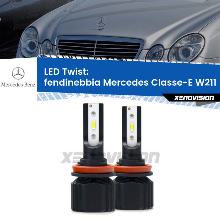 Fendinebbia LED Mercedes Classe-E W211 2002 - 2009: Twist 11,000Lm <strong>Kit fendinebbia LED</strong> per <strong>Mercedes Classe-E</strong> W211 2002 - 2009. Compatte, impermeabili, senza ventola: praticamente indistruttibili. Top Quality.