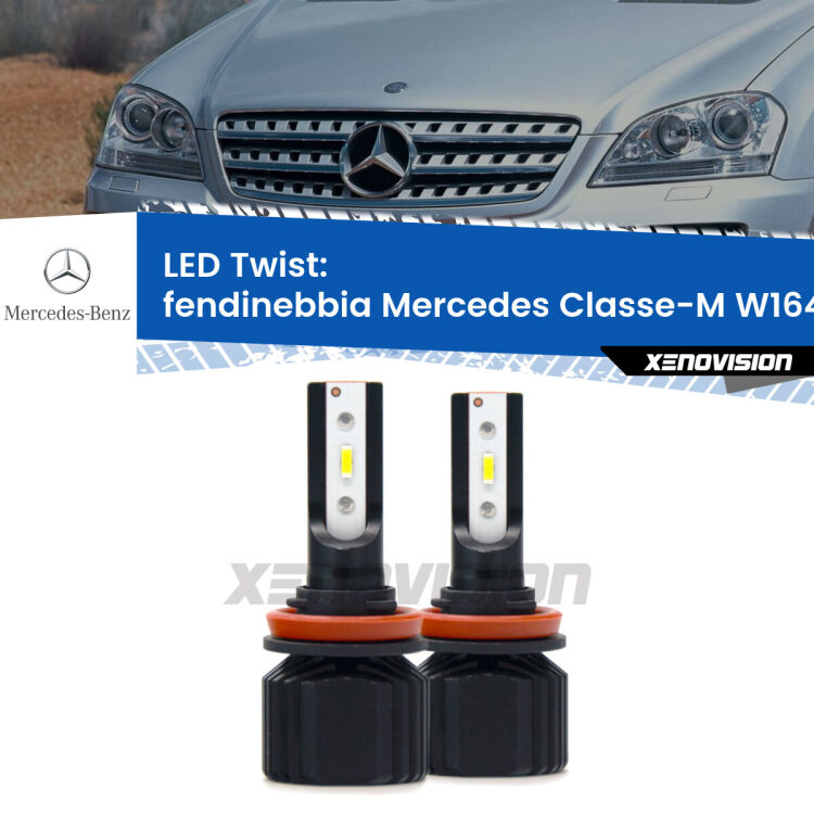 Fendinebbia LED Mercedes Classe-M W164 2005 - 2011: Twist 11,000Lm <strong>Kit fendinebbia LED</strong> per <strong>Mercedes Classe-M</strong> W164 2005 - 2011. Compatte, impermeabili, senza ventola: praticamente indistruttibili. Top Quality.