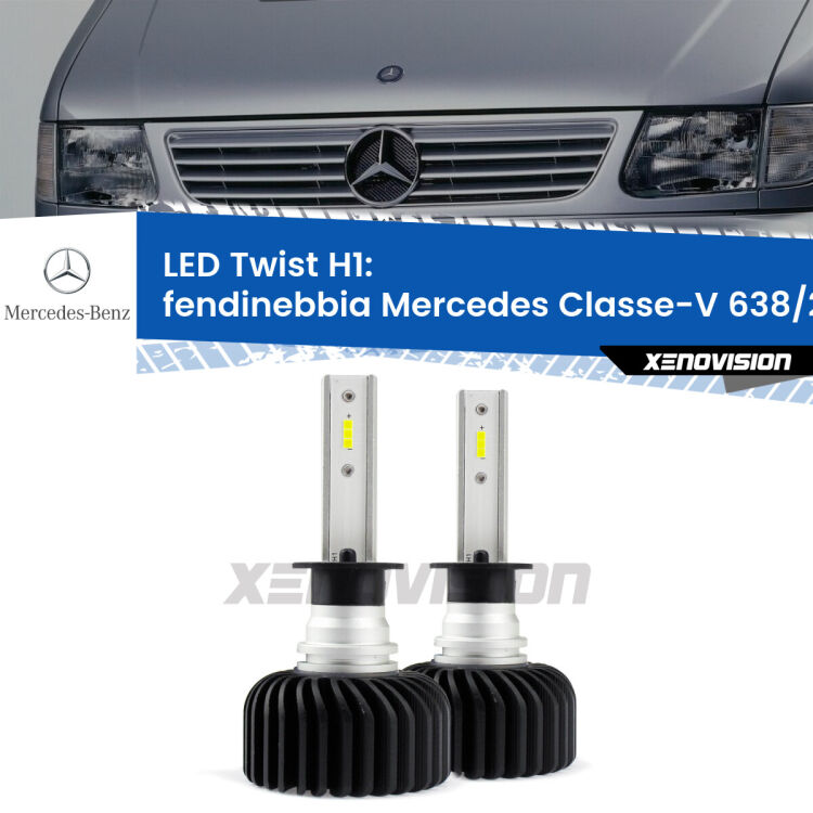 Fendinebbia LED Mercedes Classe-V 638/2 1996 - 2003: H1 11,000Lm <strong>Kit fendinebbia LED</strong> H1 per <strong>Mercedes Classe-V</strong> 638/2 1996 - 2003. Compatte, impermeabili, senza ventola: praticamente indistruttibili. Top Quality.