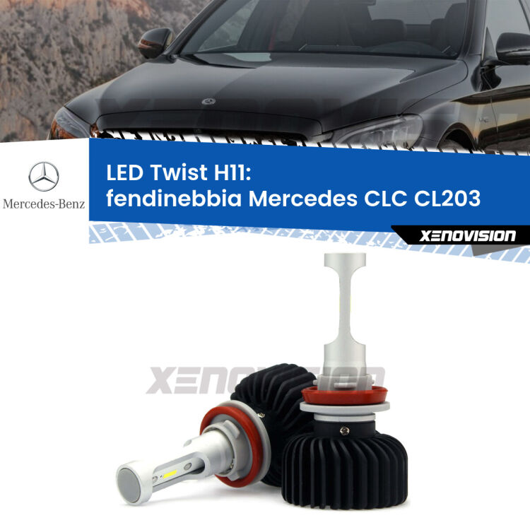 <strong>Kit fendinebbia LED</strong> H11 per <strong>Mercedes CLC</strong> CL203 2008 - 2011. Compatte, impermeabili, senza ventola: praticamente indistruttibili. Top Quality.