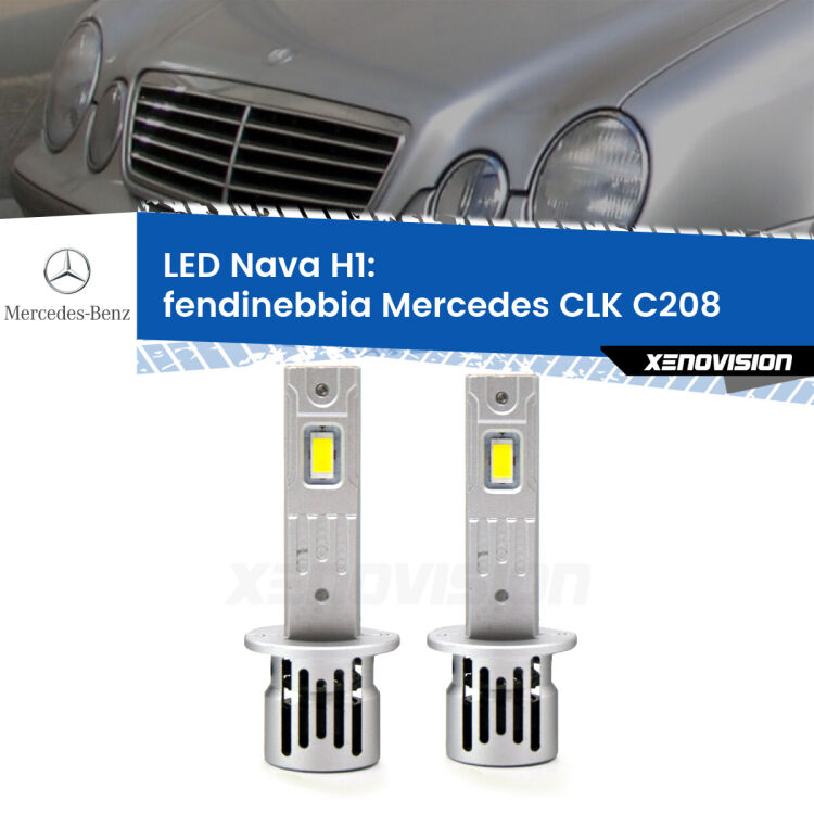 Fendinebbia LED Mercedes CLK C208 1997 - 2002: H1 Nava <strong>Fendinebbia LED no-spie per Mercedes CLK</strong> C208 1997 - 2002. Coppia lampade <strong> H1</strong> modello Nava canbus, raffreddate a ventola.