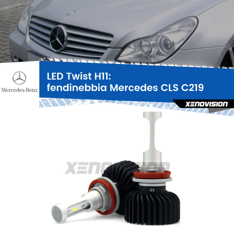 <strong>Kit fendinebbia LED</strong> H11 per <strong>Mercedes CLS</strong> C219 2004 - 2010. Compatte, impermeabili, senza ventola: praticamente indistruttibili. Top Quality.
