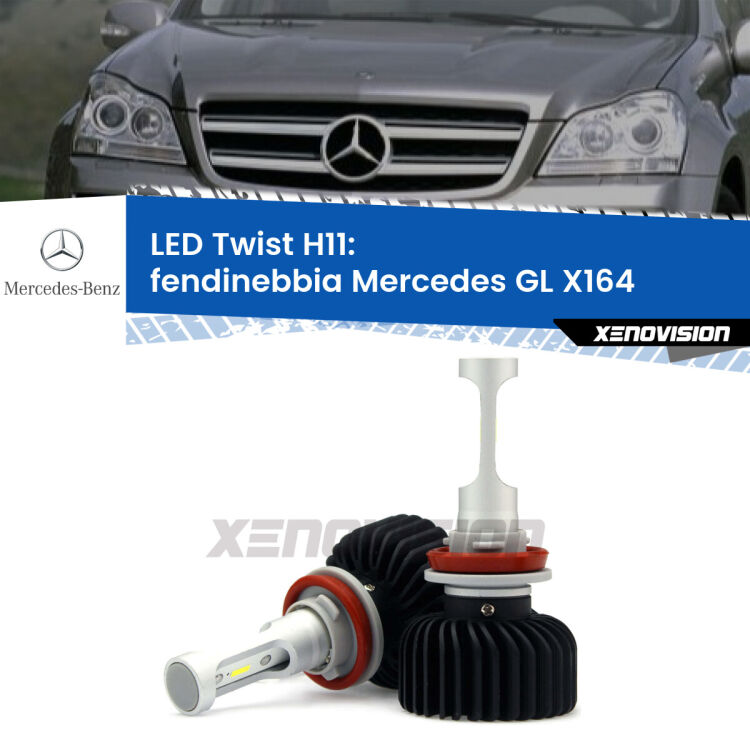 <strong>Kit fendinebbia LED</strong> H11 per <strong>Mercedes GL</strong> X164 2006 - 2012. Compatte, impermeabili, senza ventola: praticamente indistruttibili. Top Quality.