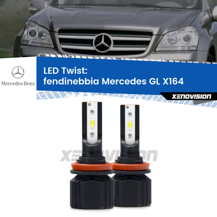 Fendinebbia LED Mercedes GL X164 2006 - 2012: Twist 11,000Lm <strong>Kit fendinebbia LED</strong> per <strong>Mercedes GL</strong> X164 2006 - 2012. Compatte, impermeabili, senza ventola: praticamente indistruttibili. Top Quality.