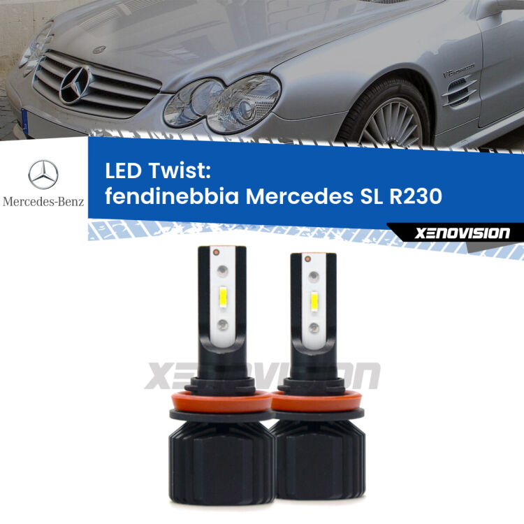 Fendinebbia LED Mercedes SL R230 2001 - 2012: Twist 11,000Lm <strong>Kit fendinebbia LED</strong> per <strong>Mercedes SL</strong> R230 2001 - 2012. Compatte, impermeabili, senza ventola: praticamente indistruttibili. Top Quality.