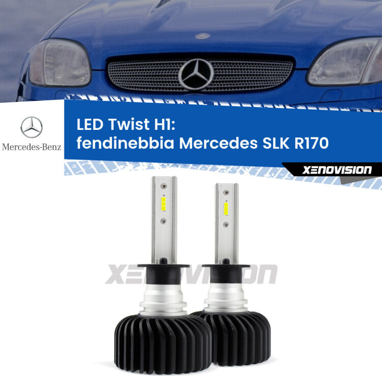 <strong>Kit fendinebbia LED</strong> H1 per <strong>Mercedes SLK</strong> R170 1996 - 2001. Compatte, impermeabili, senza ventola: praticamente indistruttibili. Top Quality.