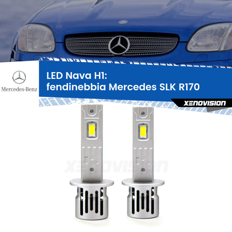 Fendinebbia LED Mercedes SLK R170 1996 - 2001: H1 Nava <strong>Fendinebbia LED no-spie per Mercedes SLK</strong> R170 1996 - 2001. Coppia lampade <strong> H1</strong> modello Nava canbus, raffreddate a ventola.