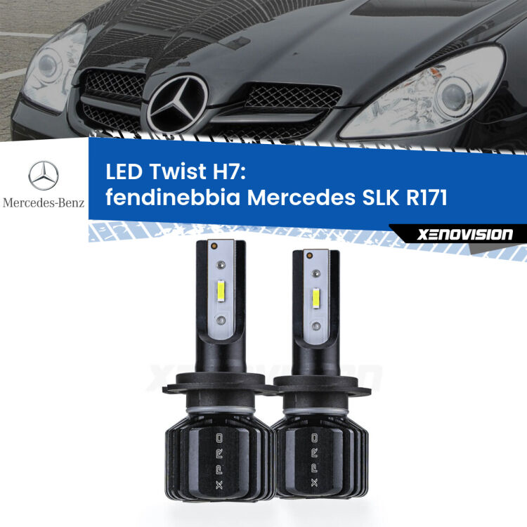<strong>Kit fendinebbia LED</strong> H7 per <strong>Mercedes SLK</strong> R171 con luci svolta. Compatte, impermeabili, senza ventola: praticamente indistruttibili. Top Quality.