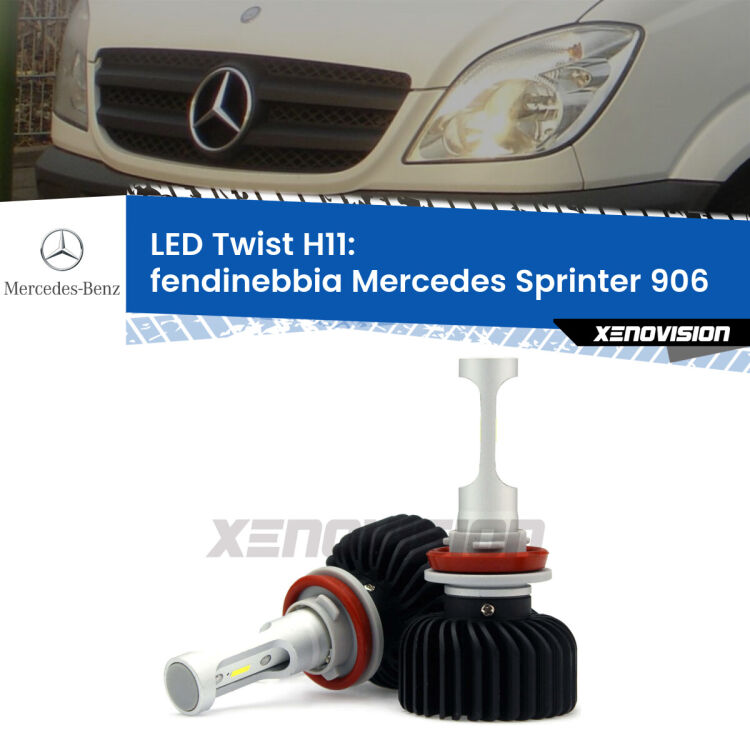 <strong>Kit fendinebbia LED</strong> H11 per <strong>Mercedes Sprinter</strong> 906 2006 - 2012. Compatte, impermeabili, senza ventola: praticamente indistruttibili. Top Quality.