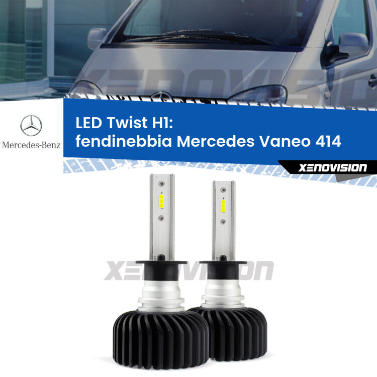 <strong>Kit fendinebbia LED</strong> H1 per <strong>Mercedes Vaneo</strong> 414 2002 - 2005. Compatte, impermeabili, senza ventola: praticamente indistruttibili. Top Quality.