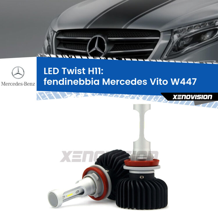 <strong>Kit fendinebbia LED</strong> H11 per <strong>Mercedes Vito</strong> W447 2014 in poi. Compatte, impermeabili, senza ventola: praticamente indistruttibili. Top Quality.