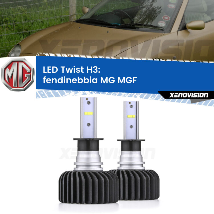 <strong>Kit fendinebbia LED</strong> H3 per <strong>MG MGF</strong>  1995 - 2002. Compatte, impermeabili, senza ventola: praticamente indistruttibili. Top Quality.