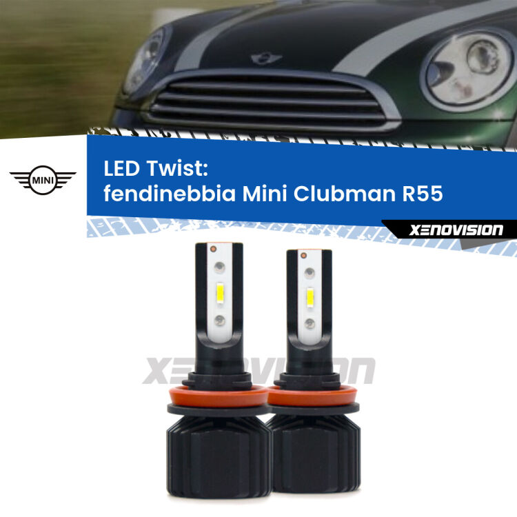 Fendinebbia LED Mini Clubman R55 2007 - 2015: Twist 11,000Lm <strong>Kit fendinebbia LED</strong> per <strong>Mini Clubman</strong> R55 2007 - 2015. Compatte, impermeabili, senza ventola: praticamente indistruttibili. Top Quality.