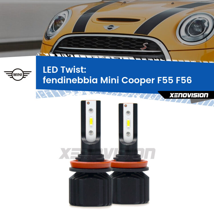 Fendinebbia LED Mini Cooper F55 F56 2013 - 2017: Twist 11,000Lm <strong>Kit fendinebbia LED</strong> per <strong>Mini Cooper</strong> F55 F56 2013 - 2017. Compatte, impermeabili, senza ventola: praticamente indistruttibili. Top Quality.