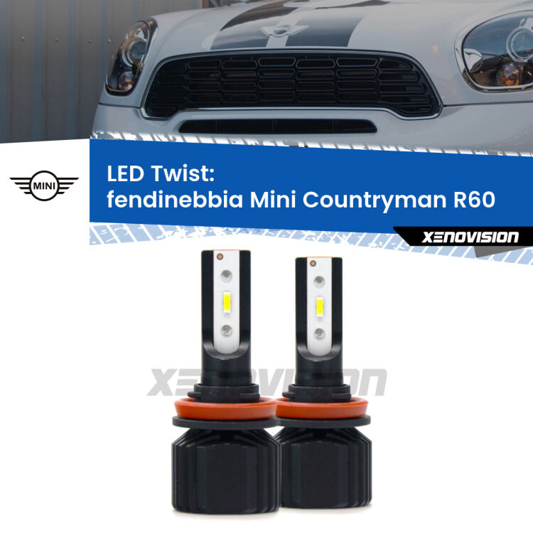 Fendinebbia LED Mini Countryman R60 2010 - 2016: Twist 11,000Lm <strong>Kit fendinebbia LED</strong> per <strong>Mini Countryman</strong> R60 2010 - 2016. Compatte, impermeabili, senza ventola: praticamente indistruttibili. Top Quality.