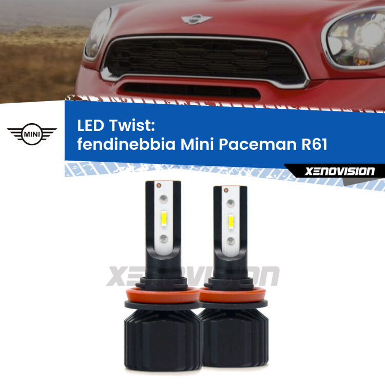 Fendinebbia LED Mini Paceman R61 2012 - 2016: Twist 11,000Lm <strong>Kit fendinebbia LED</strong> per <strong>Mini Paceman</strong> R61 2012 - 2016. Compatte, impermeabili, senza ventola: praticamente indistruttibili. Top Quality.