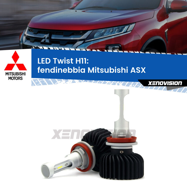 <strong>Kit fendinebbia LED</strong> H11 per <strong>Mitsubishi ASX</strong>  2010 - 2015. Compatte, impermeabili, senza ventola: praticamente indistruttibili. Top Quality.